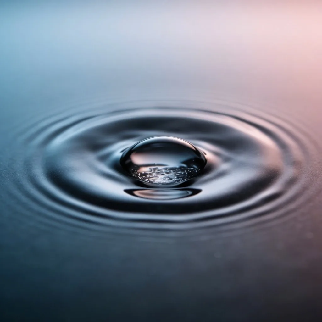 Gota de agua sobre superficie de grafito