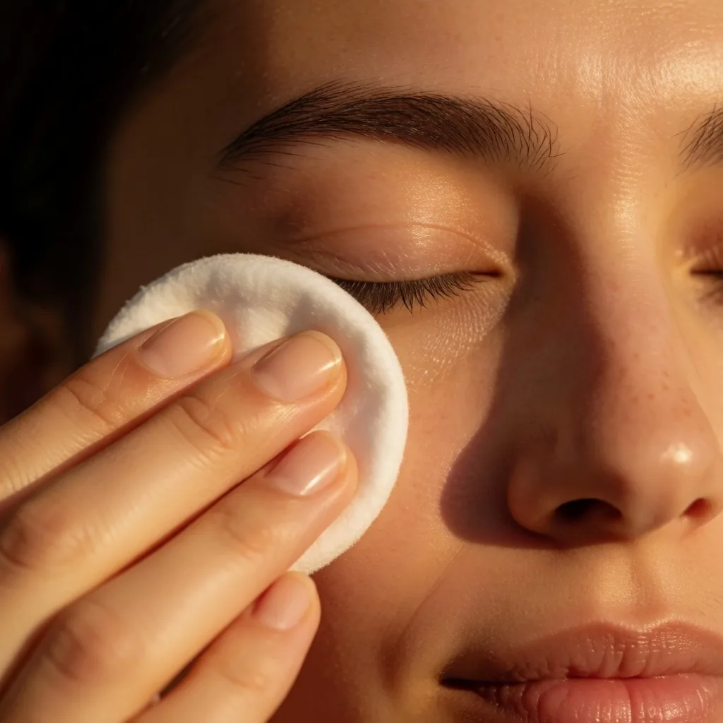 Primer plano de ojo cerrado con iluminación cálida suave