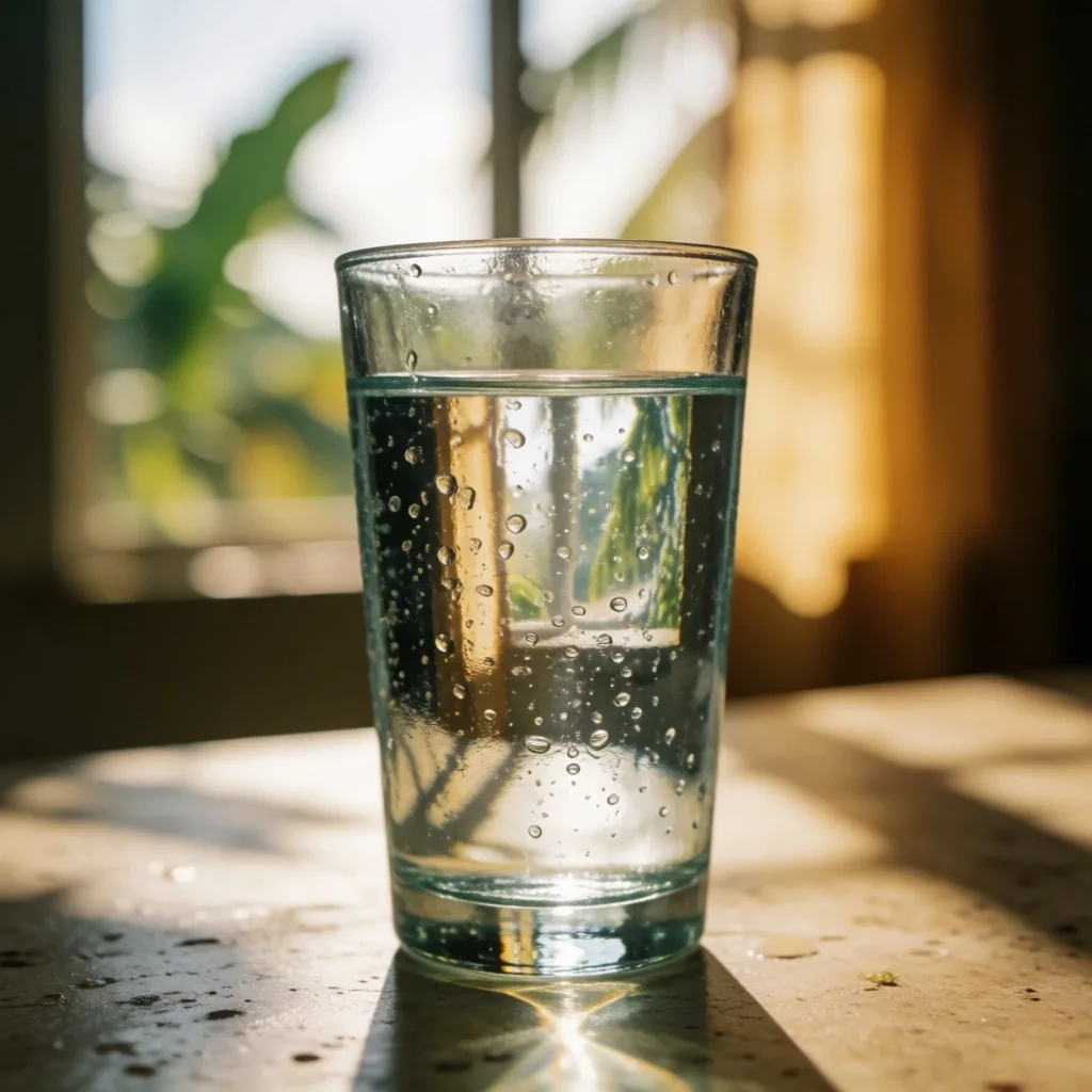 Gota de agua sobre superficie oscura